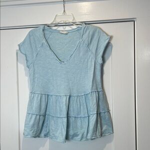 Altar’d State Light Blue Women's Tiered babydoll V-Neck Top size medium